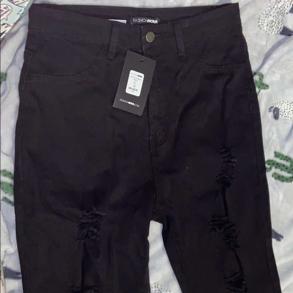 Distressed Black Fashion Nova Jeans